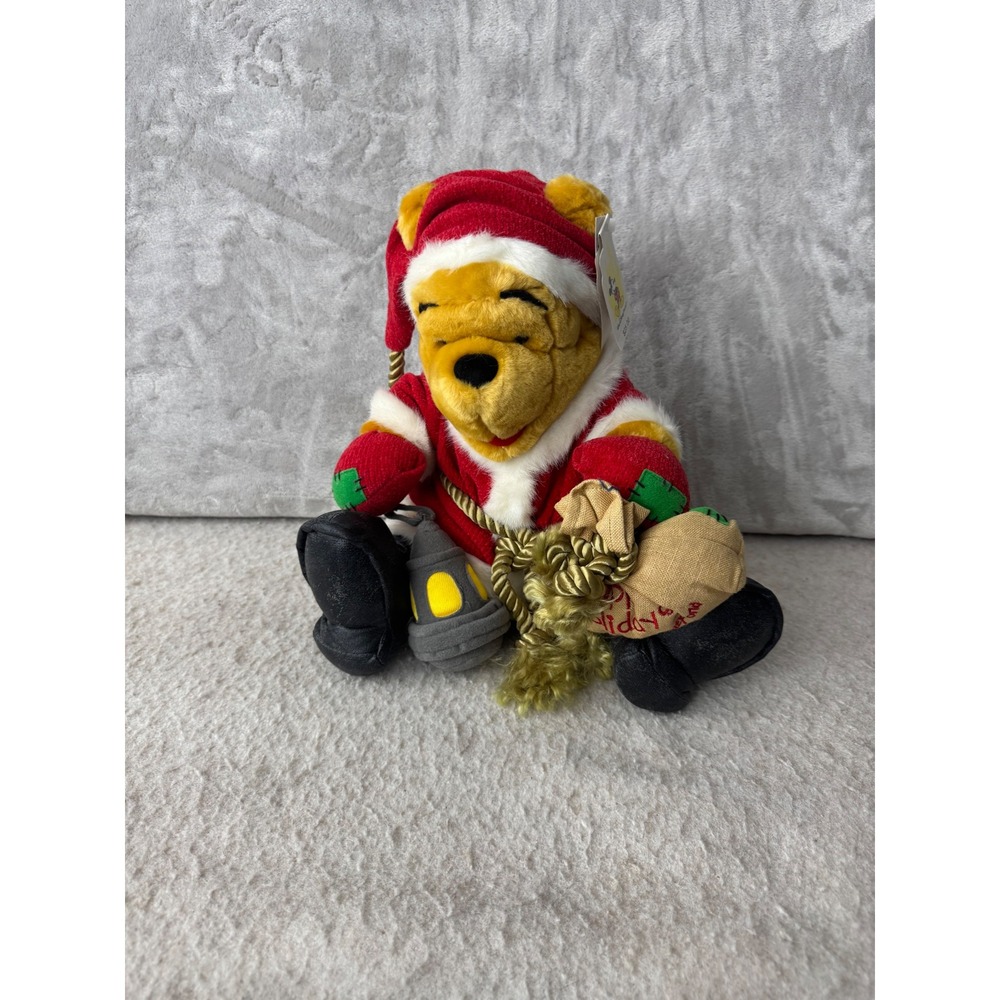 Walt Disney World Winnie the Pooh Santa Plush Holiday Christmas Toy NWT